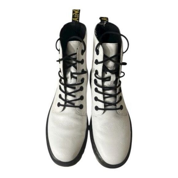 Dr. Martens Women Size 11 Luana White Black Boots Lace Up Combat Round Toe AW004 - Picture 4 of 11